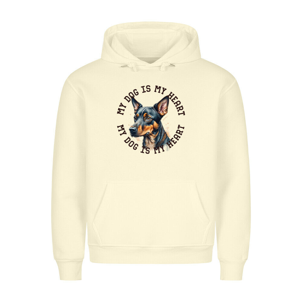 Premium Hoodie "Zwergpinscher HEART 2" Beige – hunde-shirt.de