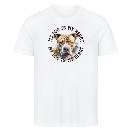 Premium T-Shirt "American Pit Bull Terrier HEART" Weiß – hunde-shirt.de