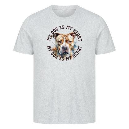 Premium T-Shirt "American Pit Bull Terrier HEART" Heather Grey – hunde-shirt.de