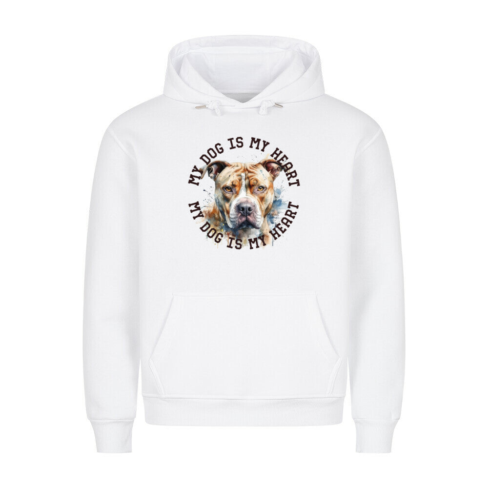 Premium Hoodie "American Pit Bull Terrier HEART" Weiß – hunde-shirt.de