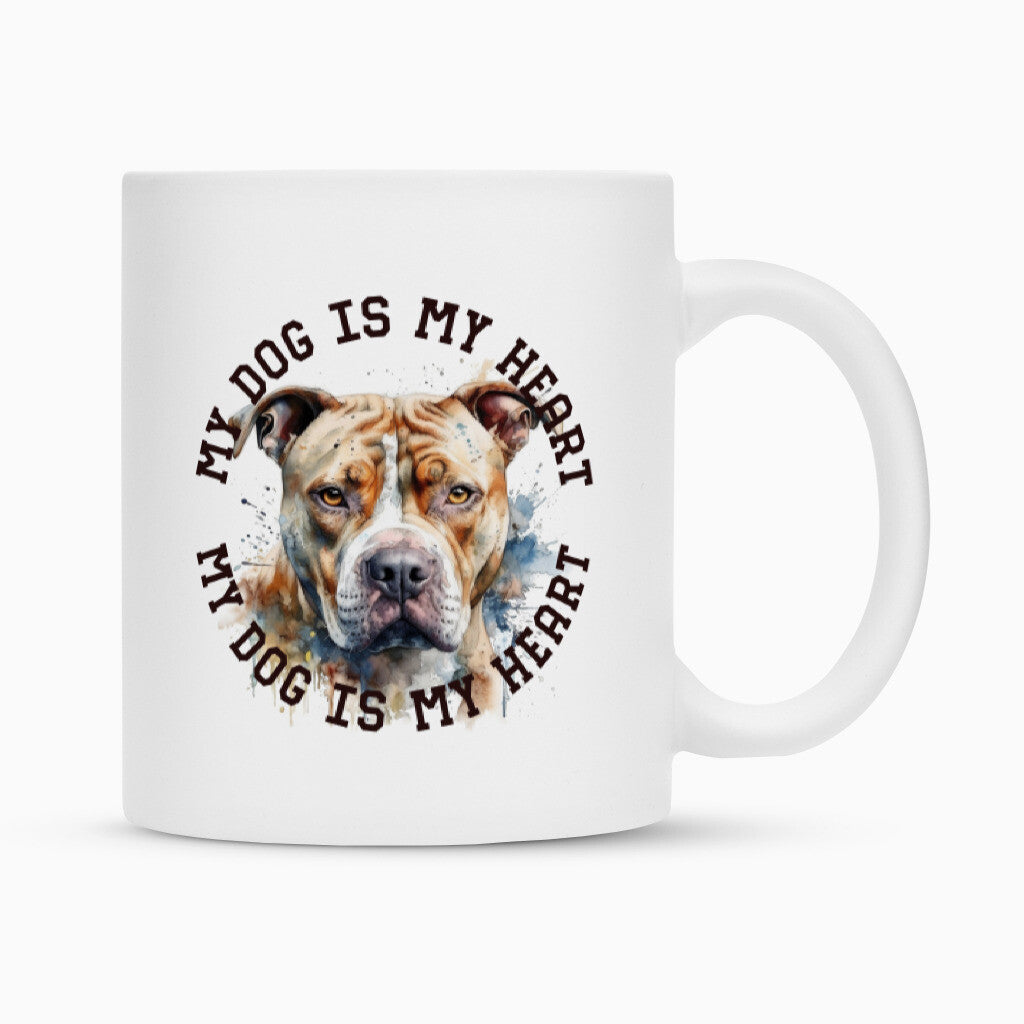 Tasse "American Pit Bull Terrier HEART" Weiß – hunde-shirt.de