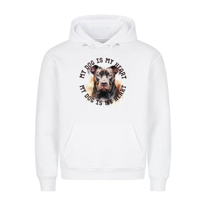 Premium Hoodie "American Pit Bull Terrier HEART 2" Weiß – hunde-shirt.de
