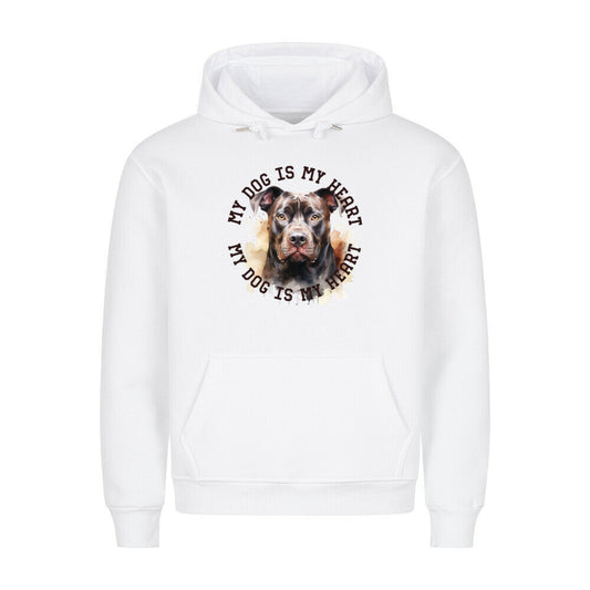 Premium Hoodie "American Pit Bull Terrier HEART 2" Weiß – hunde-shirt.de