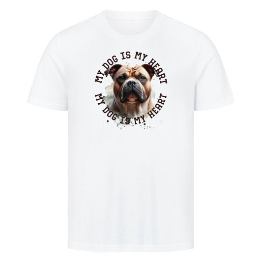 Premium T-Shirt "American Bully XL HEART" Weiß – hunde-shirt.de