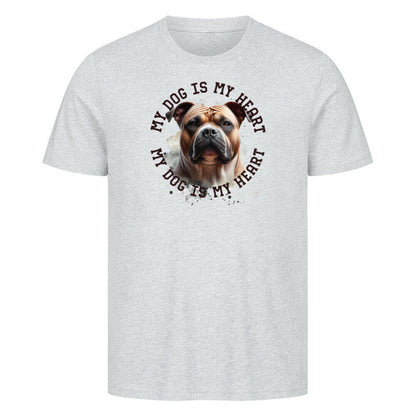 Premium T-Shirt "American Bully XL HEART" Heather Grey – hunde-shirt.de
