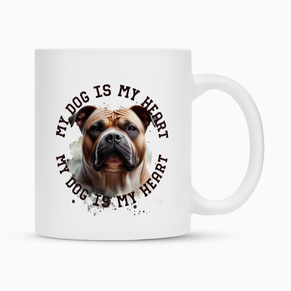 Tasse "American Bully XL HEART" Weiß – hunde-shirt.de