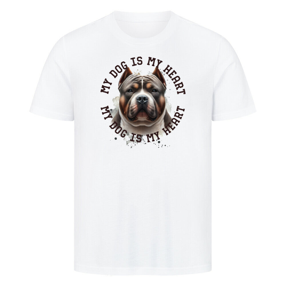 Premium T-Shirt "American Bully XXL HEART" Weiß – hunde-shirt.de