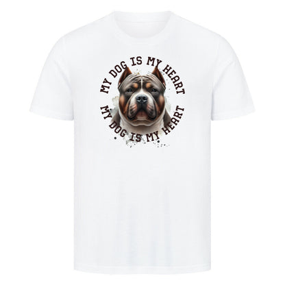 Premium T-Shirt "American Bully XXL HEART" Weiß – hunde-shirt.de