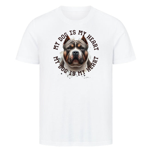 Premium T-Shirt "American Bully XXL HEART" Weiß – hunde-shirt.de
