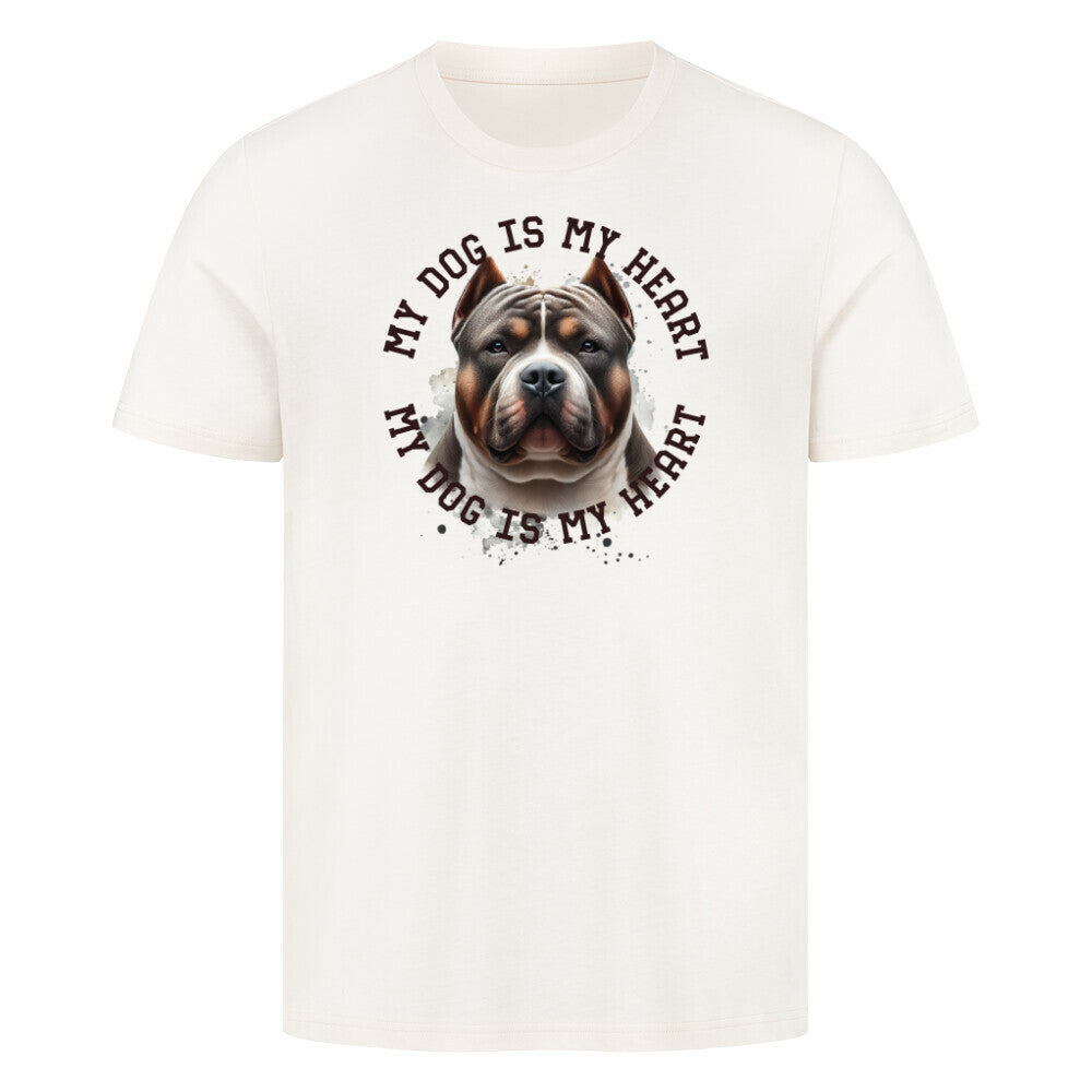 Premium T-Shirt "American Bully XXL HEART" Natural Raw – hunde-shirt.de