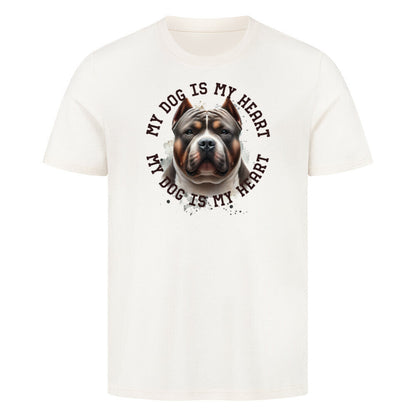 Premium T-Shirt "American Bully XXL HEART" Natural Raw – hunde-shirt.de
