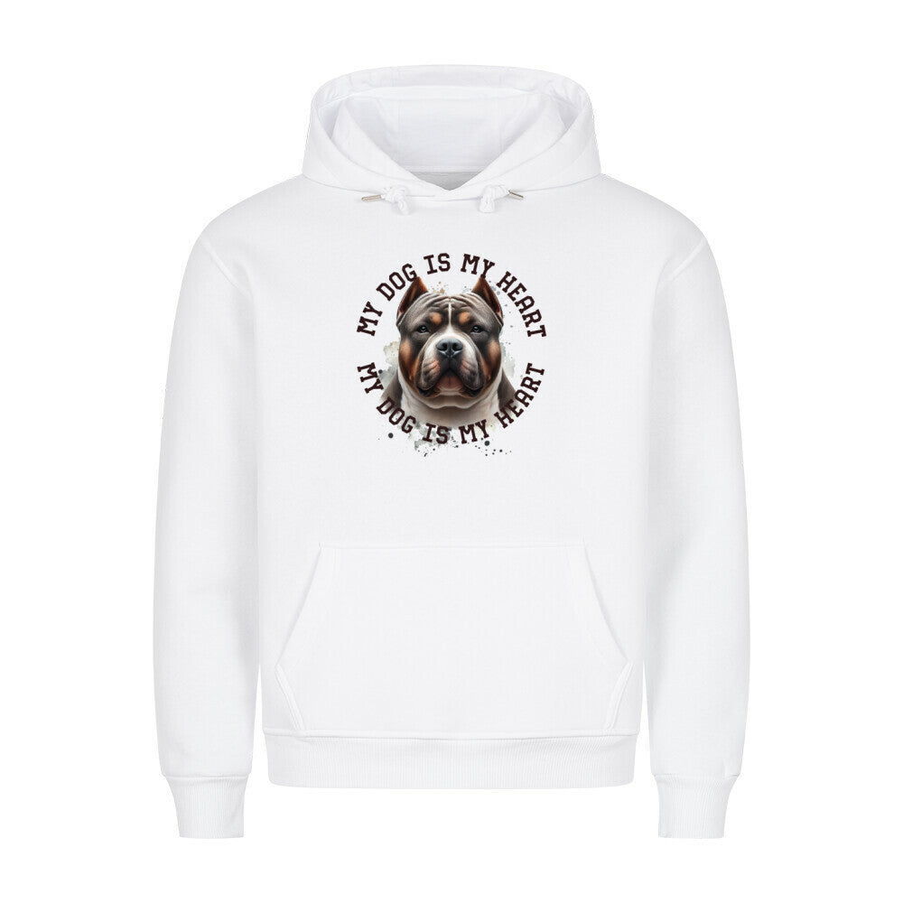 Premium Hoodie "American Bully XXL HEART" Weiß – hunde-shirt.de