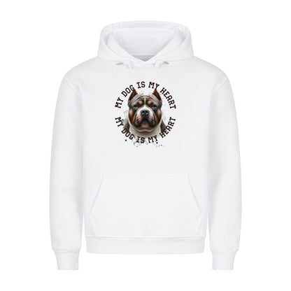 Premium Hoodie "American Bully XXL HEART" Weiß – hunde-shirt.de