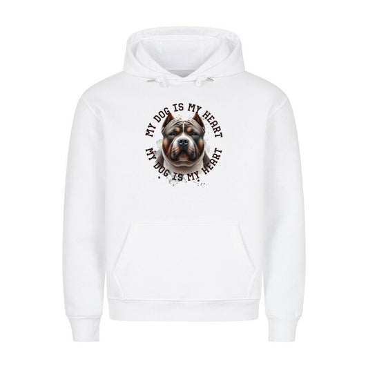 Premium Hoodie "American Bully XXL HEART" Weiß – hunde-shirt.de