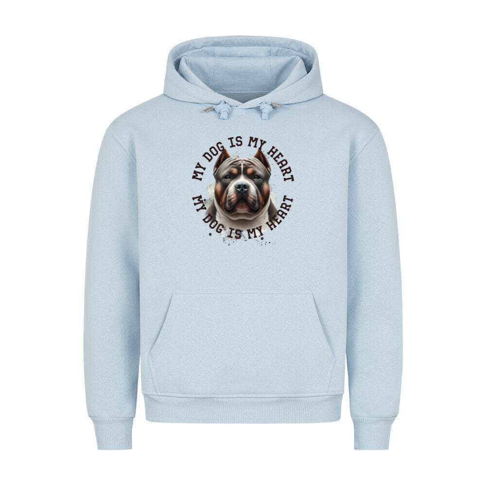 Premium Hoodie "American Bully XXL HEART" Babyblau – hunde-shirt.de