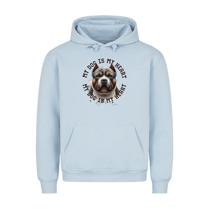 Premium Hoodie "American Bully XXL HEART" Babyblau – hunde-shirt.de