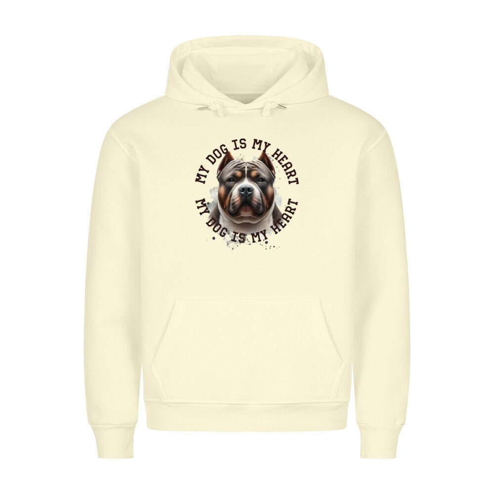Premium Hoodie "American Bully XXL HEART" Beige – hunde-shirt.de