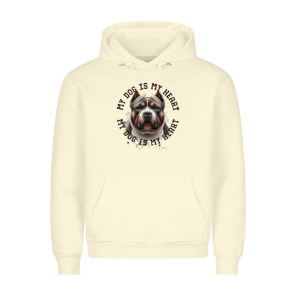 Premium Hoodie "American Bully XXL HEART" Beige – hunde-shirt.de
