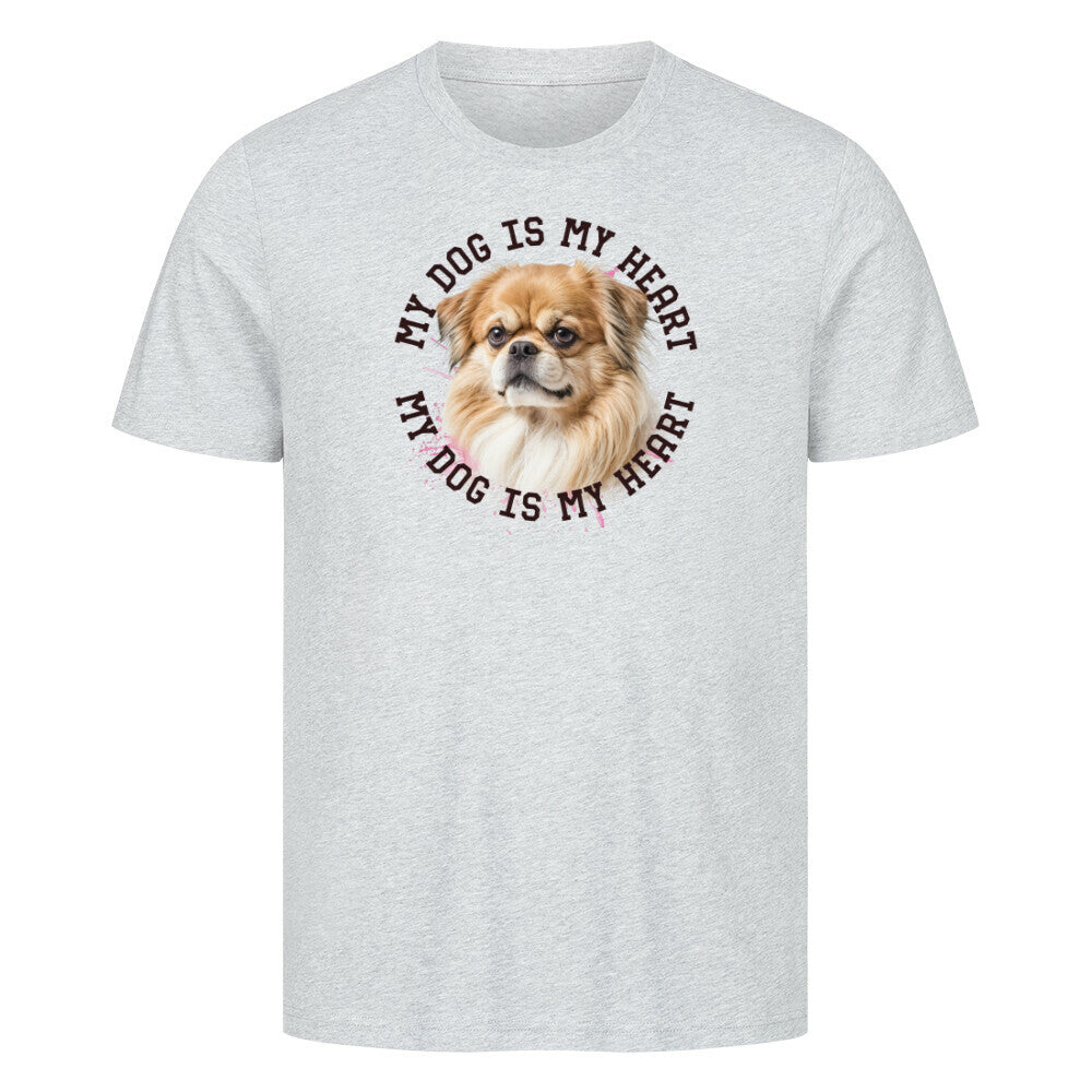 Premium T-Shirt "Pekingese HEART" Heather Grey – hunde-shirt.de