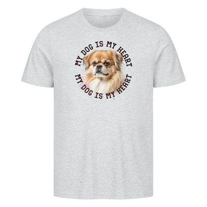 Premium T-Shirt "Pekingese HEART" Heather Grey – hunde-shirt.de