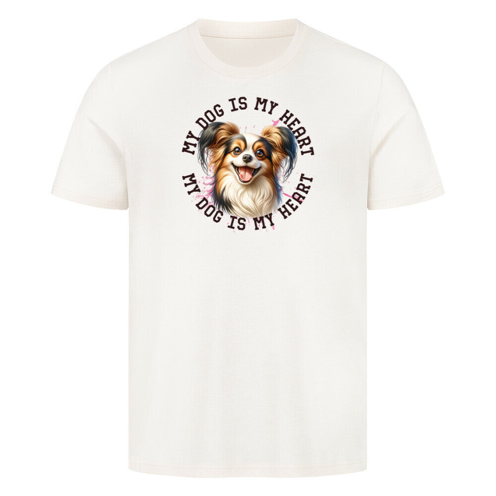 Premium T-Shirt "Papillon HEART" Natural Raw – hunde-shirt.de