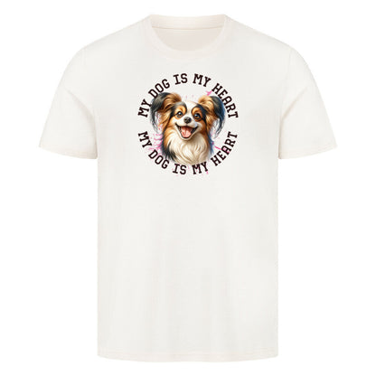 Premium T-Shirt "Papillon HEART" Natural Raw – hunde-shirt.de
