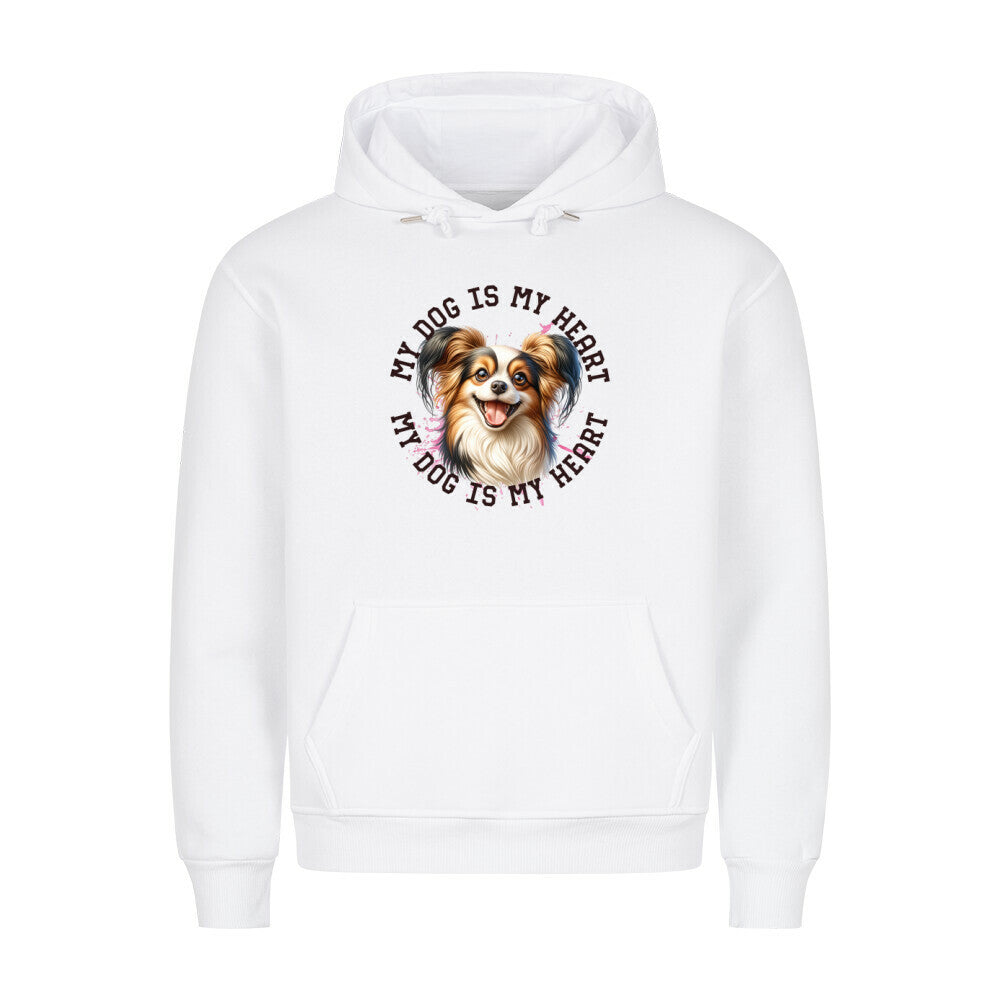Premium Hoodie "Papillon HEART" Weiß – hunde-shirt.de