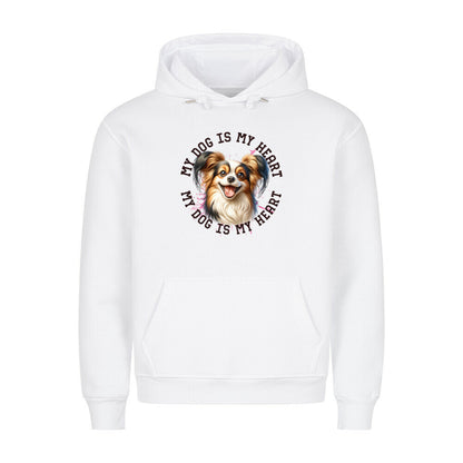 Premium Hoodie "Papillon HEART" Weiß – hunde-shirt.de