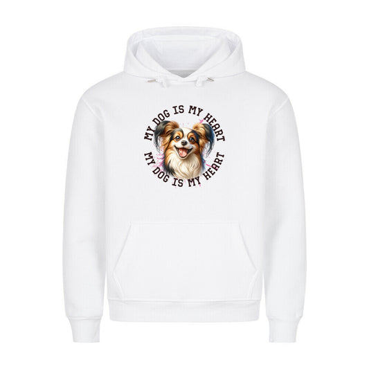 Premium Hoodie "Papillon HEART" Weiß – hunde-shirt.de