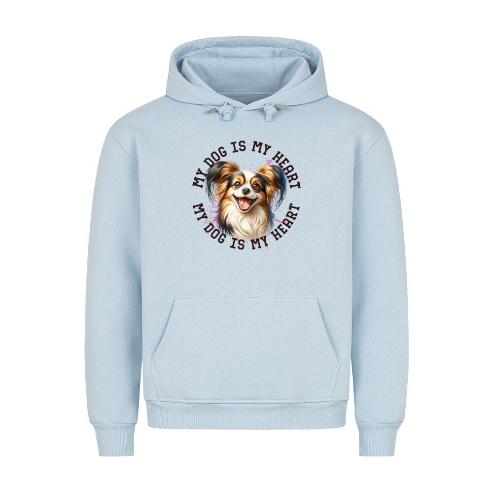 Premium Hoodie "Papillon HEART" Babyblau – hunde-shirt.de