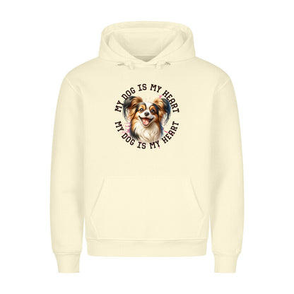 Premium Hoodie "Papillon HEART" Beige – hunde-shirt.de