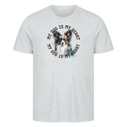 Premium T-Shirt "Papillon HEART 2" Heather Grey – hunde-shirt.de