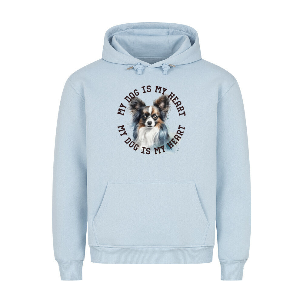 Premium Hoodie "Papillon HEART 2" Babyblau – hunde-shirt.de