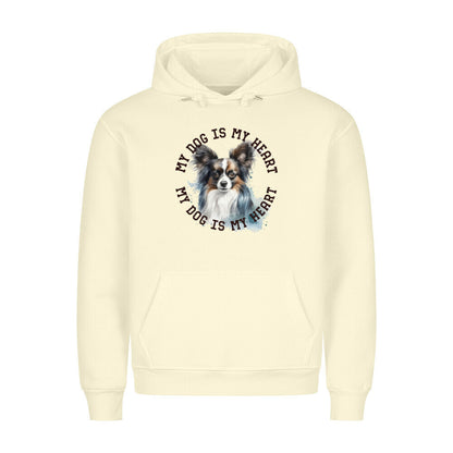 Premium Hoodie "Papillon HEART 2" Beige – hunde-shirt.de
