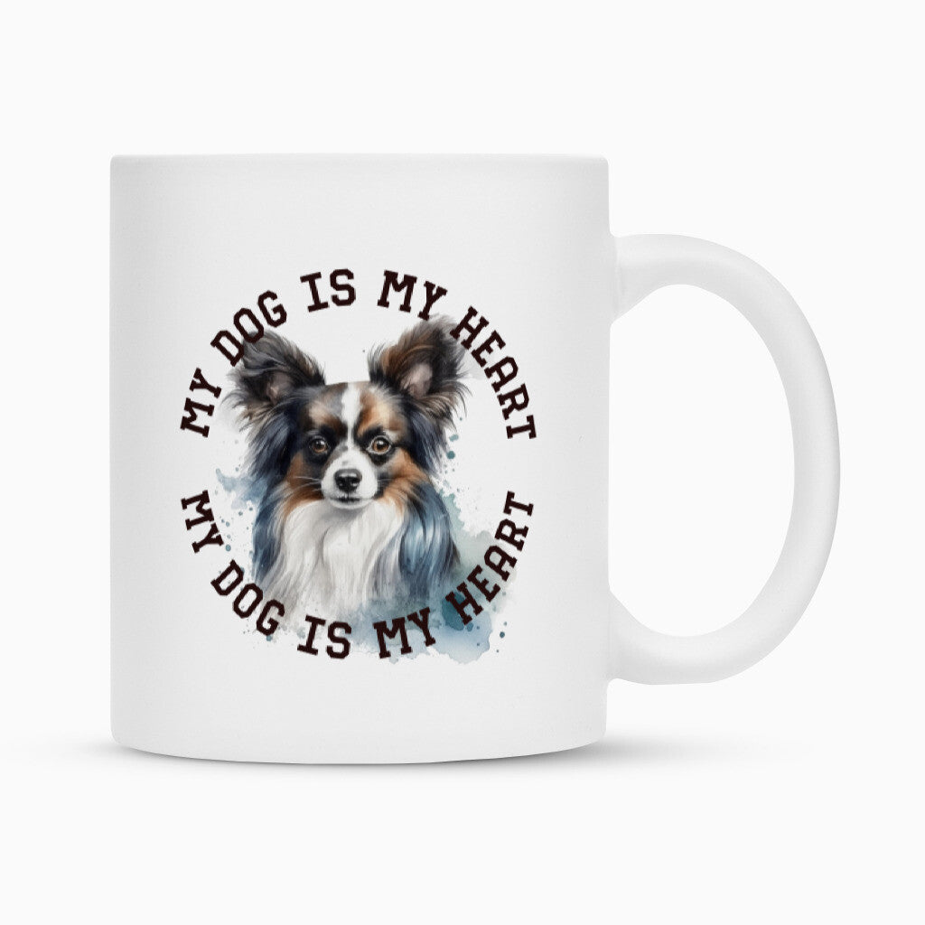 Tasse "Papillon HEART 2" Weiß – hunde-shirt.de