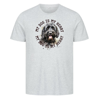 Premium T-Shirt "Portugiesischer Wasserhund HEART" Heather Grey – hunde-shirt.de