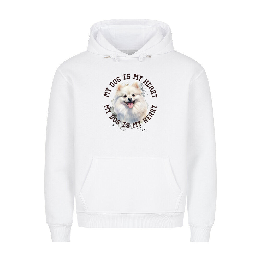 Premium Hoodie "Pomeranian weiß HEART" Weiß – hunde-shirt.de