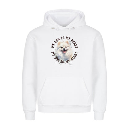 Premium Hoodie "Pomeranian weiß HEART" Weiß – hunde-shirt.de