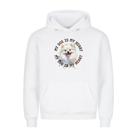 Premium Hoodie "Pomeranian weiß HEART" Weiß – hunde-shirt.de