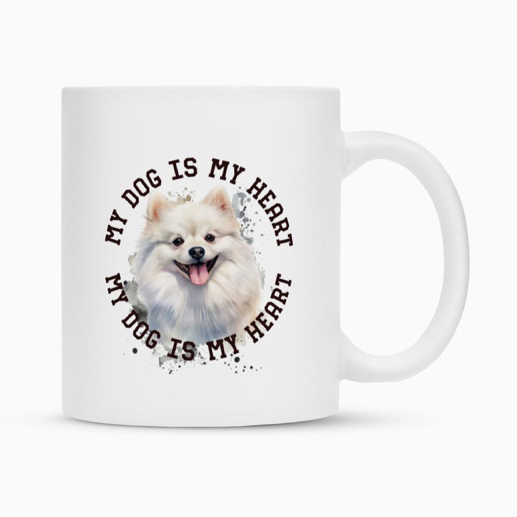 Tasse "Pomeranian weiß HEART" Weiß – hunde-shirt.de