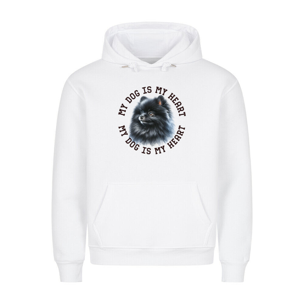 Premium Hoodie "Pomeranian schwarz HEART" Weiß – hunde-shirt.de
