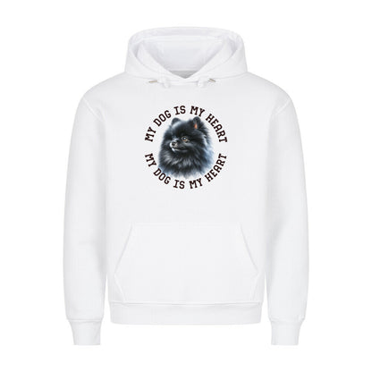 Premium Hoodie "Pomeranian schwarz HEART" Weiß – hunde-shirt.de