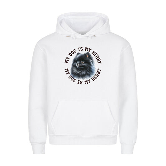 Premium Hoodie "Pomeranian schwarz HEART" Weiß – hunde-shirt.de