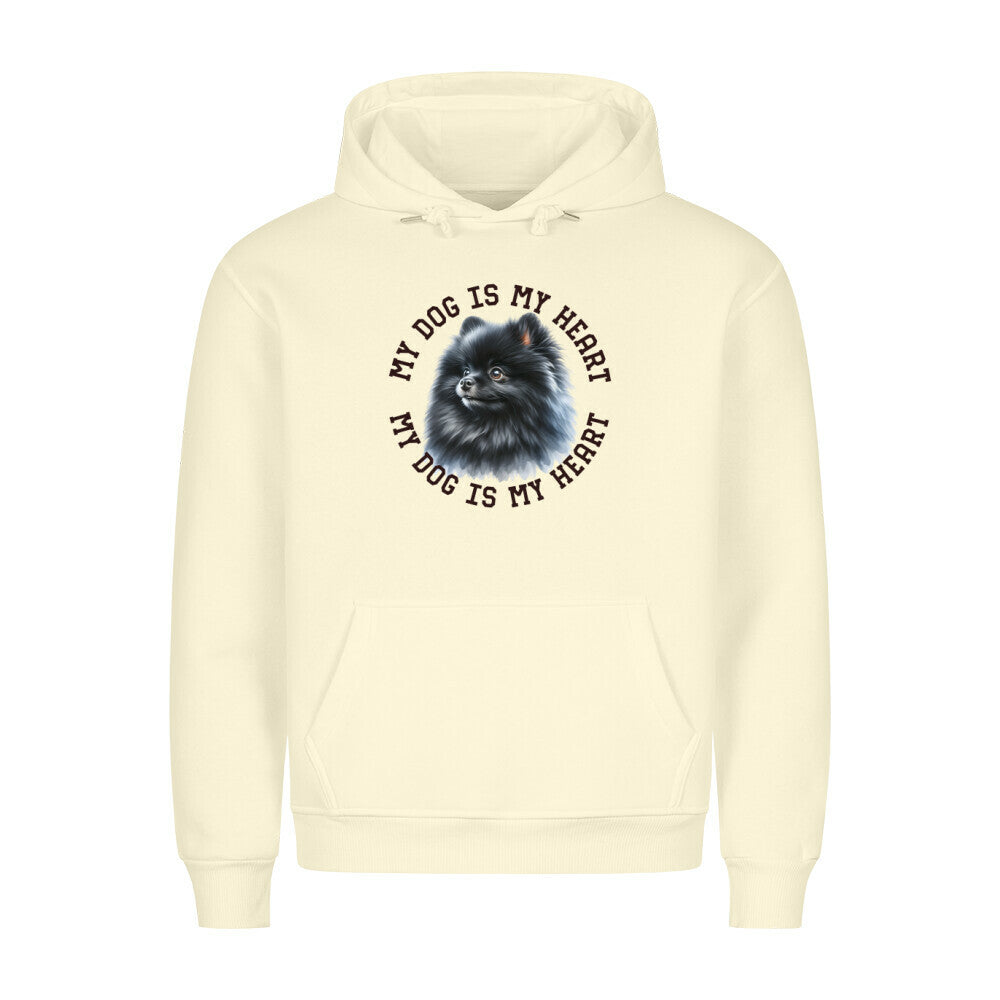 Premium Hoodie "Pomeranian schwarz HEART" Beige – hunde-shirt.de
