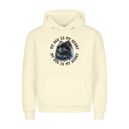 Premium Hoodie "Pomeranian schwarz HEART" Beige – hunde-shirt.de