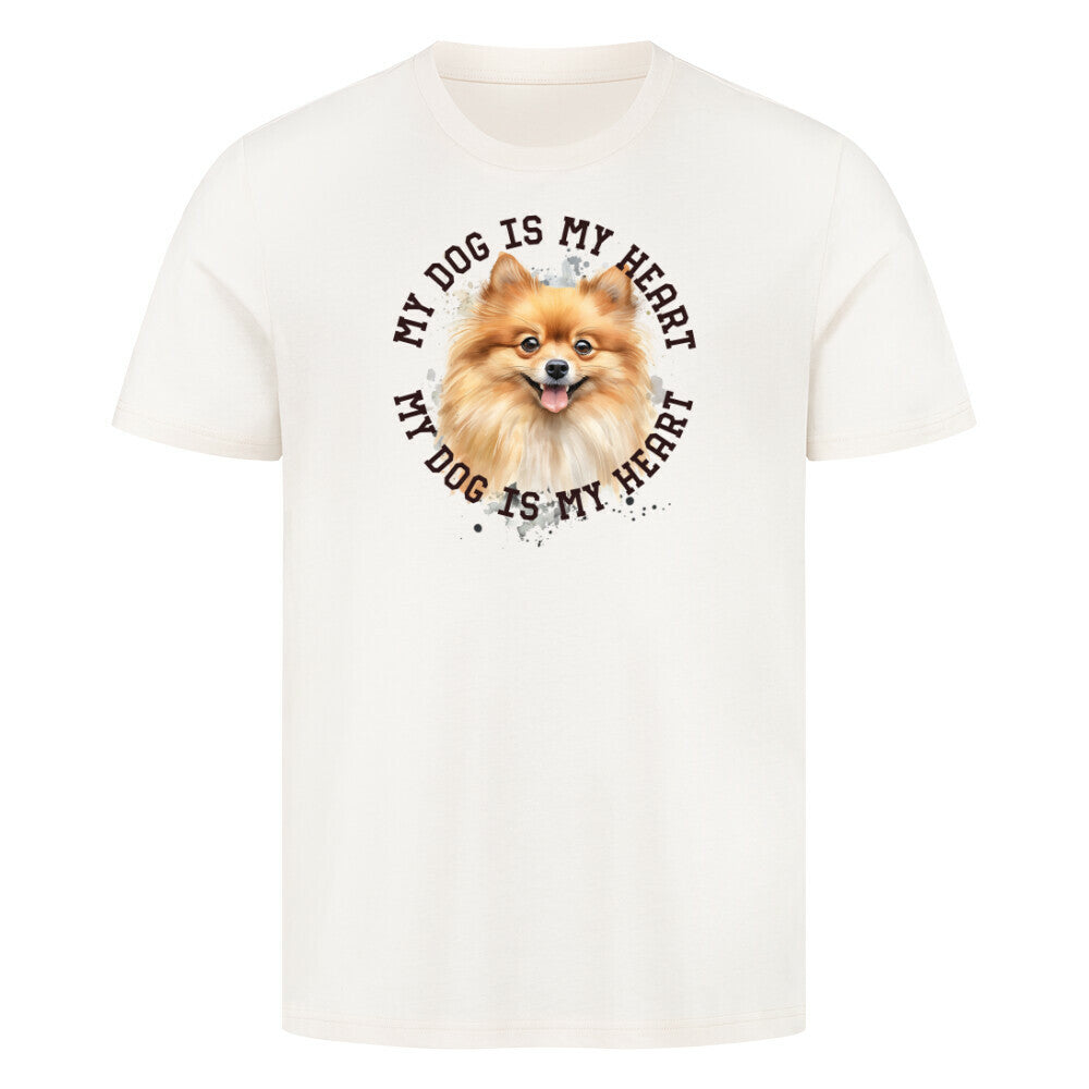 Premium T-Shirt "Pomeranian braun HEART" Natural Raw – hunde-shirt.de