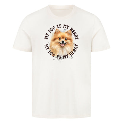 Premium T-Shirt "Pomeranian braun HEART" Natural Raw – hunde-shirt.de