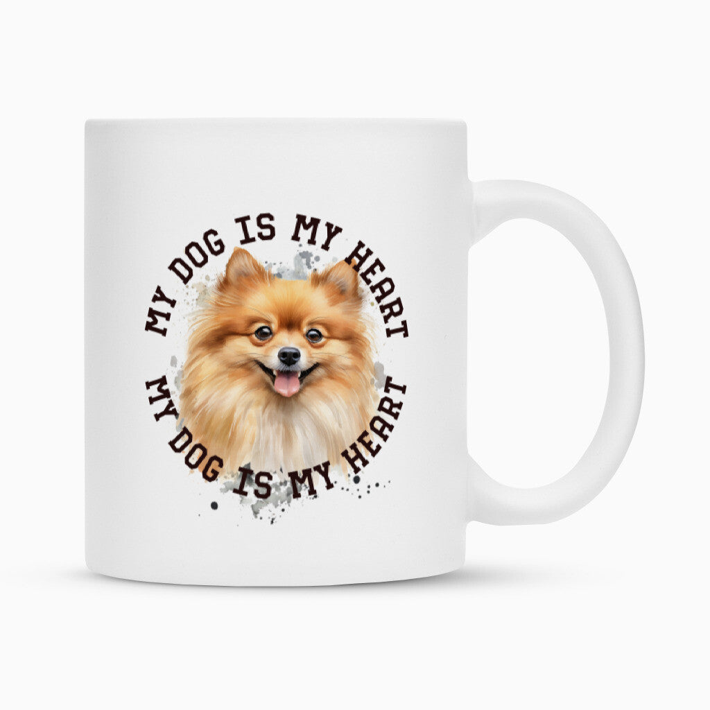 Tasse "Pomeranian braun HEART" Weiß – hunde-shirt.de