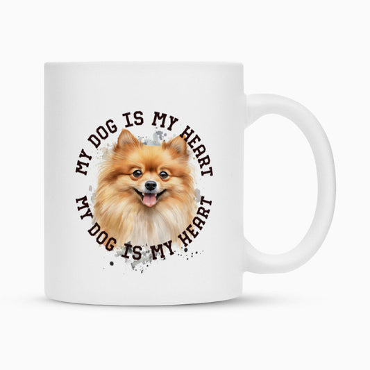 Tasse "Pomeranian braun HEART" Weiß – hunde-shirt.de