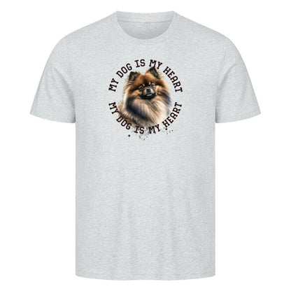 Premium T-Shirt "Pomeranian gewolkt HEART" Heather Grey – hunde-shirt.de